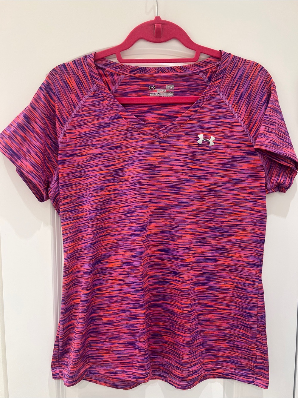 Under Armour Pink & Purple Space-Dye V-Neck Short Sleeve Performance Tee